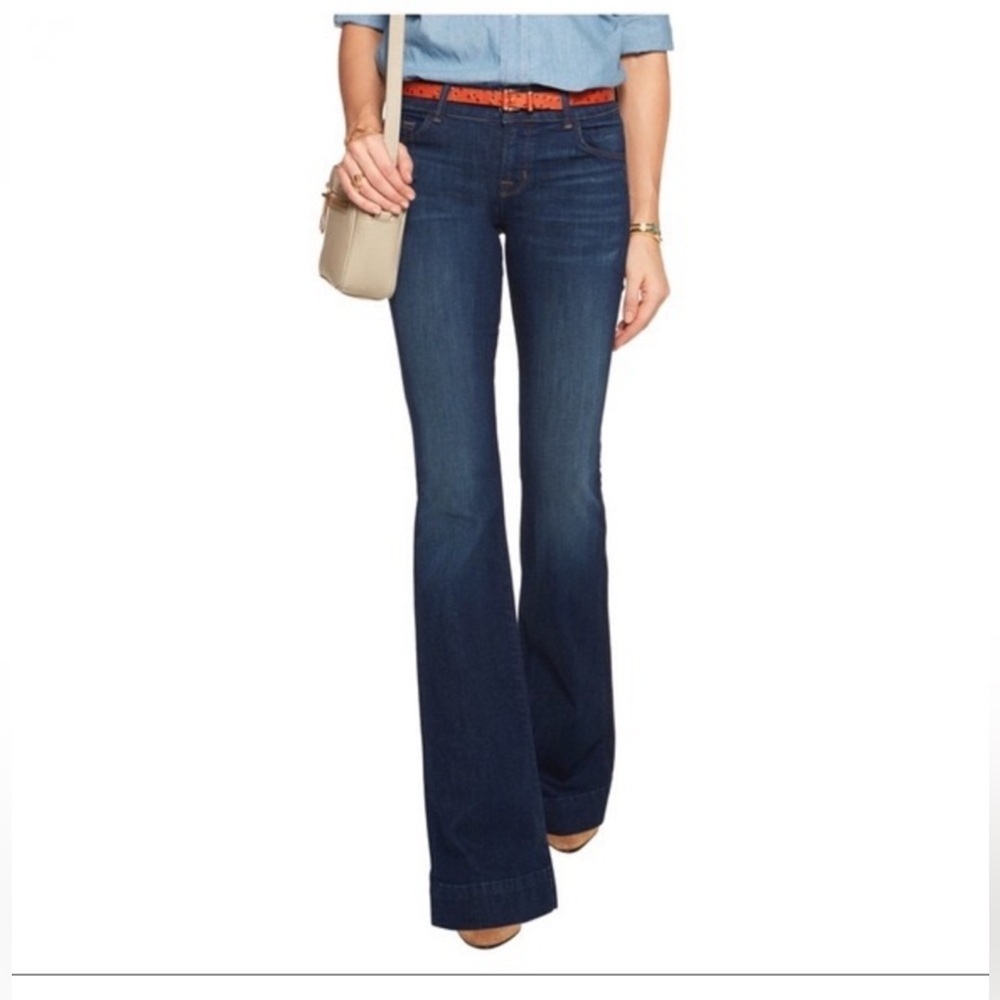 J BRAND Exaggerated Flared Jeans Low Rise Dark Wash 70s Retro Bellbottoms